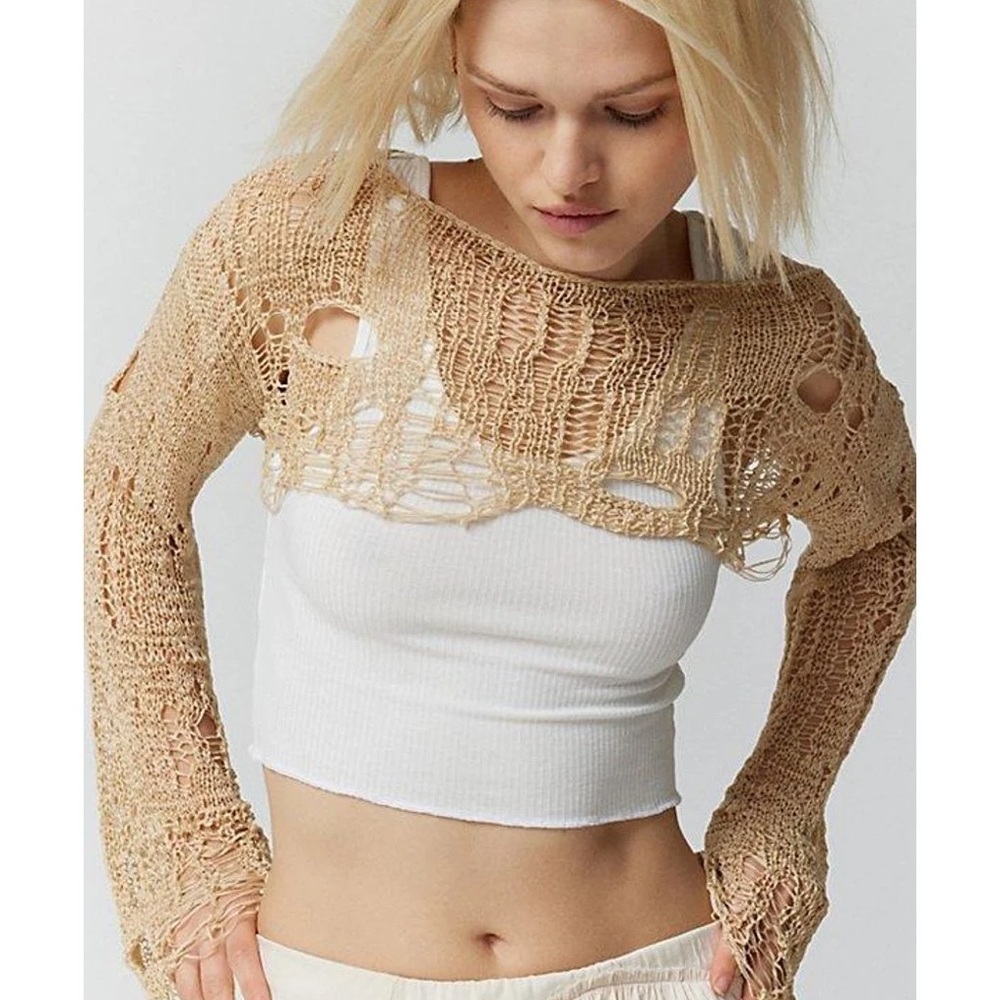 Urban Outfitters Carla Distressed Knit Shrug